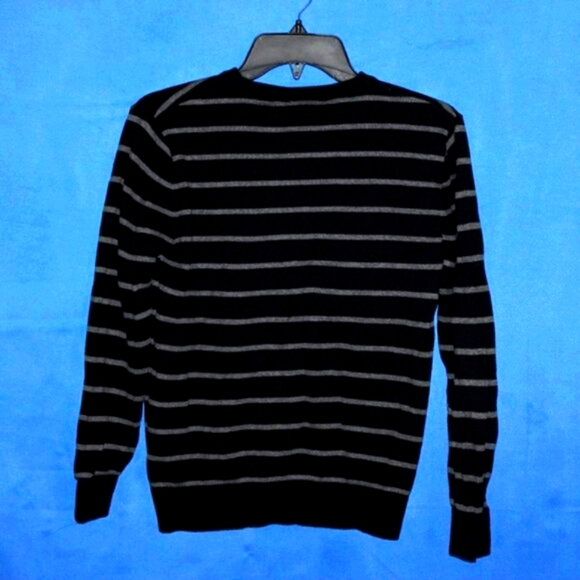 Place Black and Grey Striped Crew Neck Sweater Kids XL 14 - Picture 2 of 3